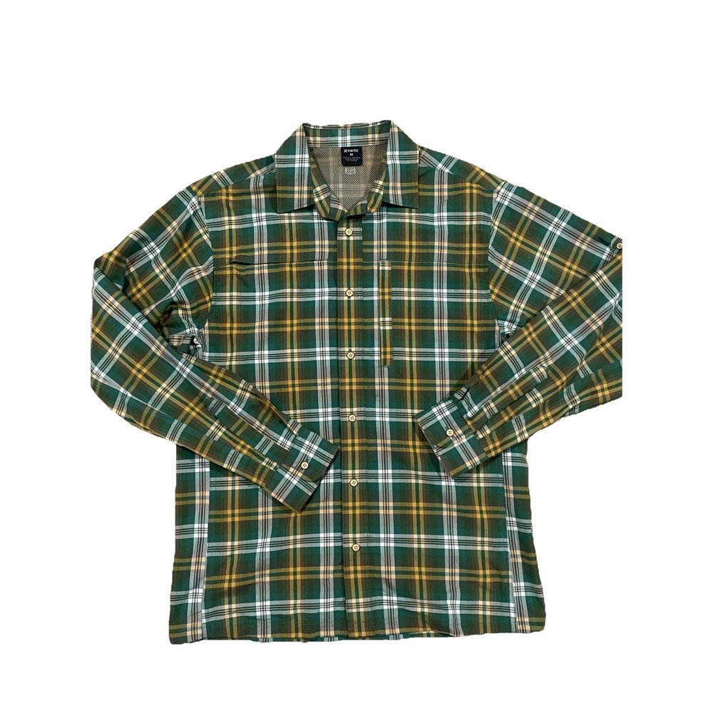 Vertx Speed Concealed Carry Long Sleeve Men's Medium Snap Up Green Plaid‎ Shirt